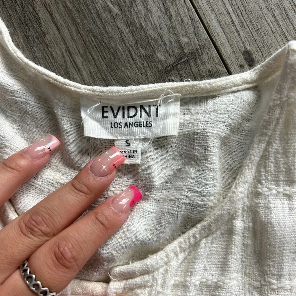 Evidnt L. A. Cream Linen Button Up Shirt‎ Dress - Picture 2 of 6